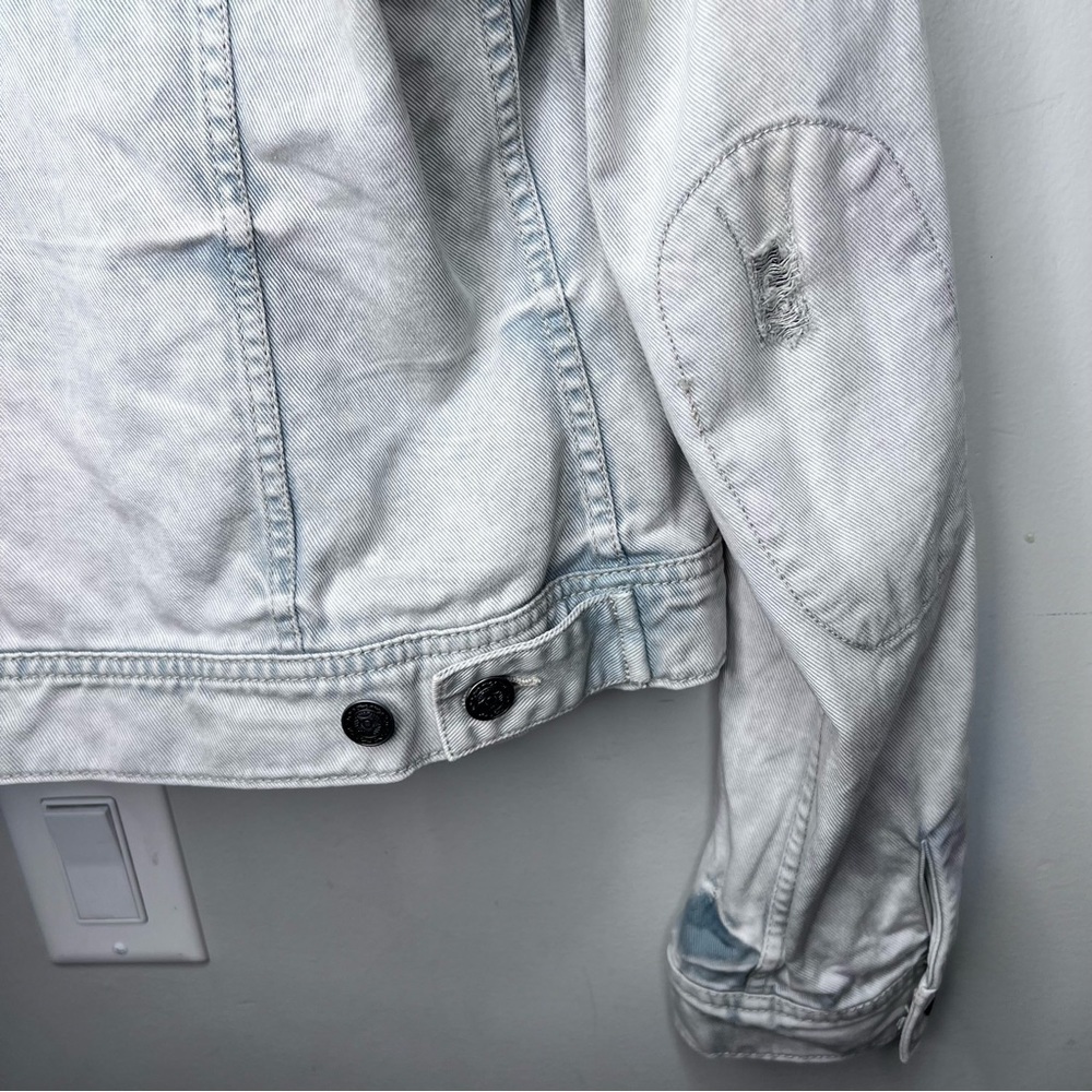 Free People Baja Jacket Distressed Cropped Size 12 Trucker Jacket Southwestern - Picture 14 of 16